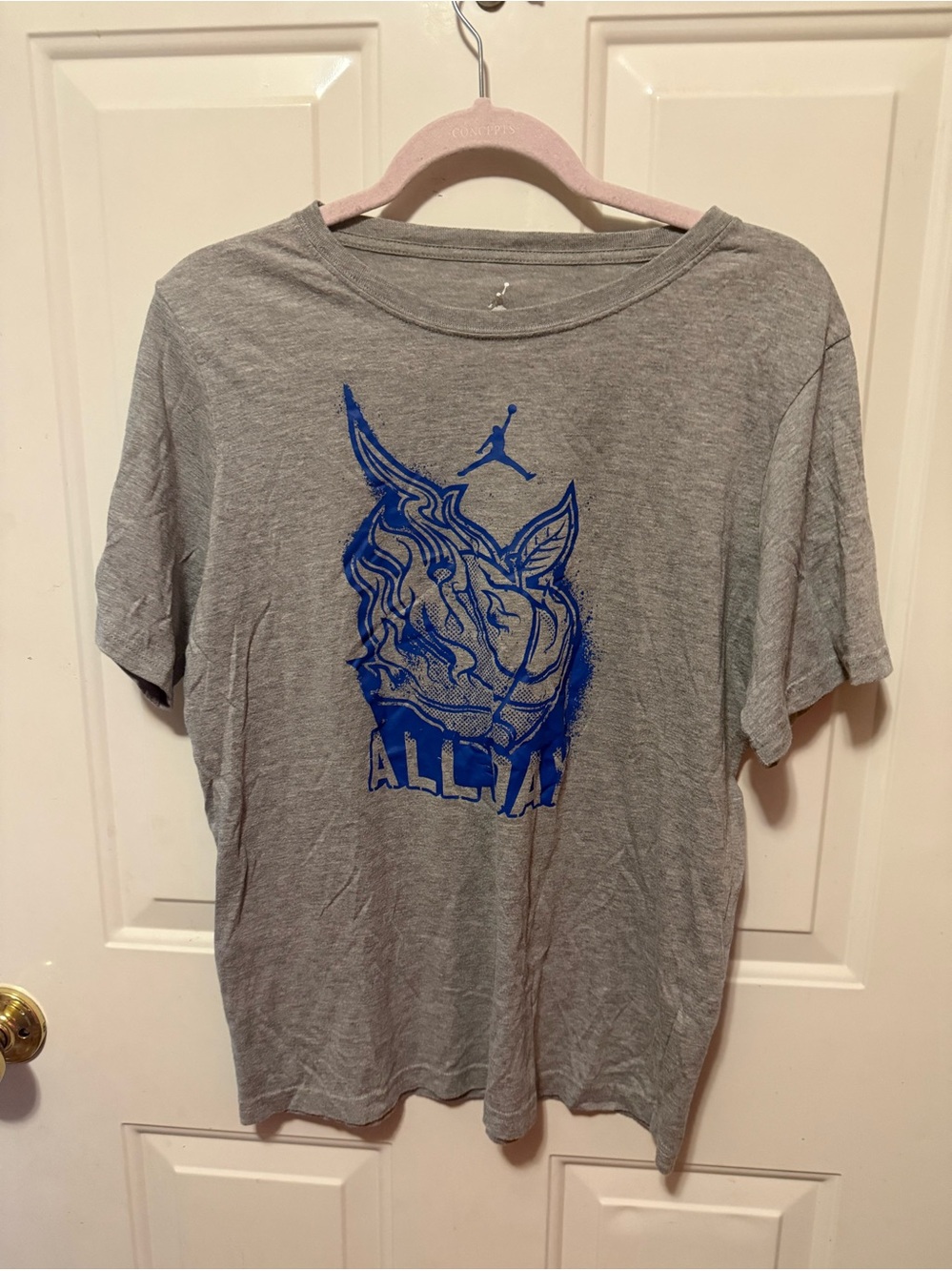 Boys xl Jordan gray t-shirt w/ blue decal